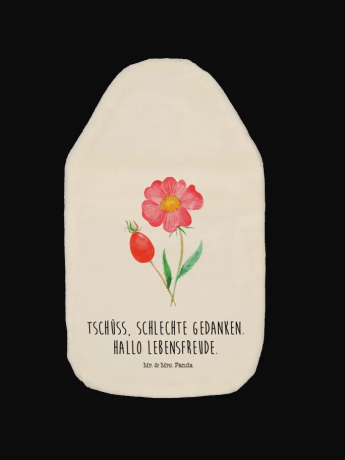Wärmflasche Blume HageRundunge mit Spruch in Weiß