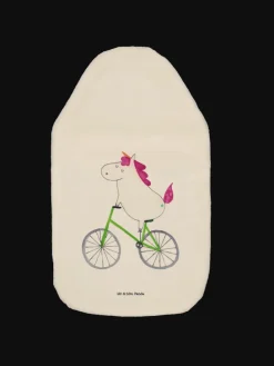 Wärmflasche Einhorn Radfahrer ohne Spruch in Weiß