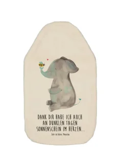 Wärmflasche Elefant Biene mit Spruch in Weiß