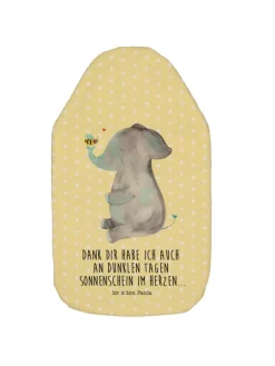 Wärmflasche Elefant Biene mit Spruch in Gelb Pastell