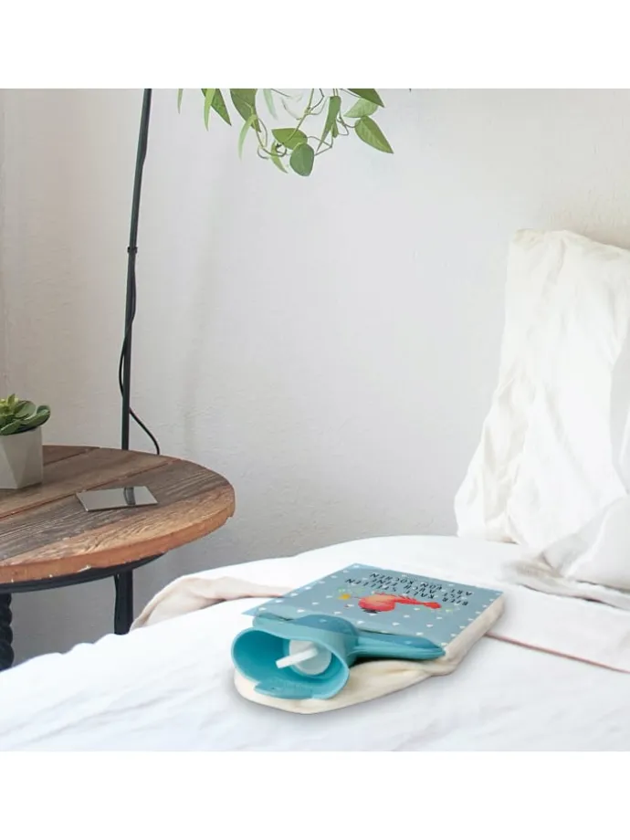 Wärmflasche Hummer Weizen mit Spruch in Blau Pastell