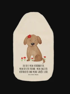 Wärmflasche Hund Dame mit Spruch in Weiß