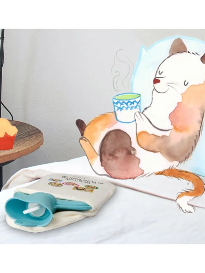 Wärmflasche Igel Familie mit Spruch in Weiß