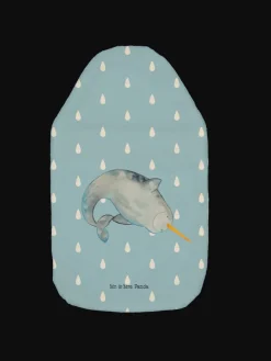 Wärmflasche Narwal ohne Spruch in Blau Pastell