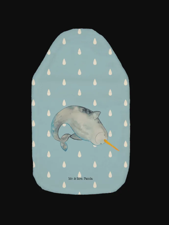 Wärmflasche Narwal ohne Spruch in Blau Pastell