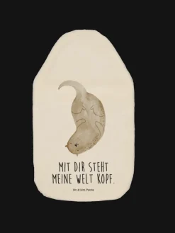 Wärmflasche Otter Kopfüber mit Spruch in Weiß