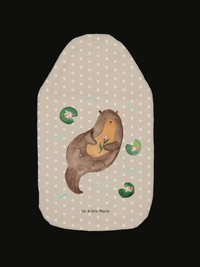 Wärmflasche Otter Seerose ohne Spruch in Grau Pastell