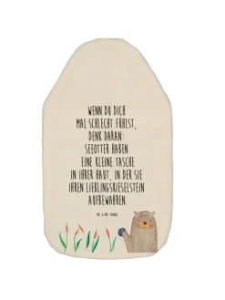 Wärmflasche Otter Stein mit Spruch in Weiß