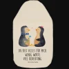 Wärmflasche Pinguin Pärchen mit Spruch in Weiß