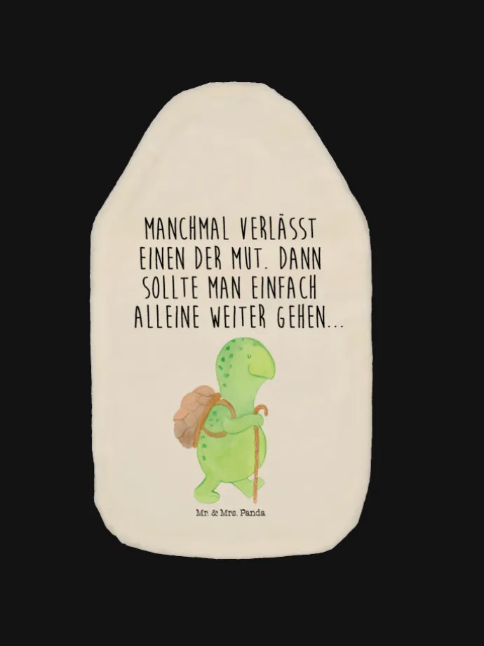 Wärmflasche Schildkröte Wanderer mit Spruch in Weiß