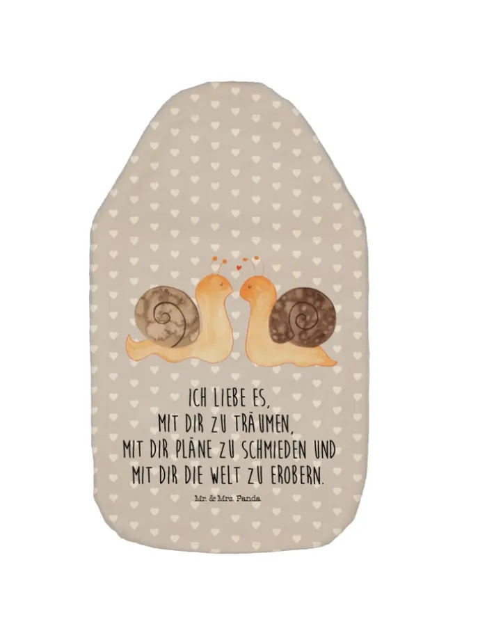 Wärmflasche Schnecken Liebe mit Spruch in Grau Pastell