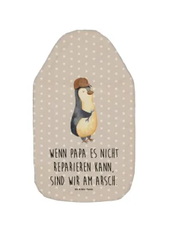 Wärmflasche Wenn Papa es nicht reparieren kann,... in Grau Pastell