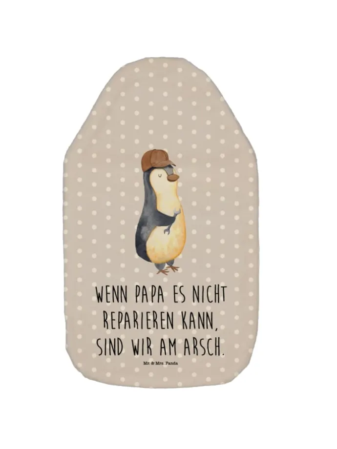 Wärmflasche Wenn Papa es nicht reparieren kann,... in Grau Pastell