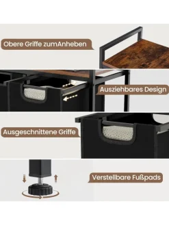 Wäschekorb 2 Fächer 90L in Schwarz