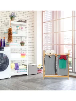 Wäschekorb 2 Fächer mit Ablage