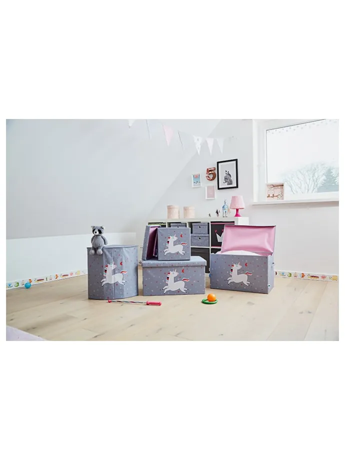 Wäschekorb "Einhorn" in Grau - (B)35 x (H)50 x (T)35 cm