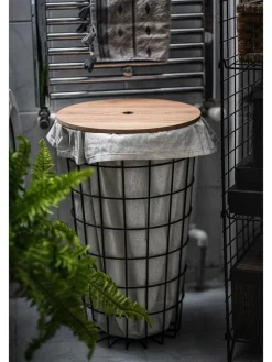 Wäschekorb "Hazel" in Schwarz/ Hellbraun - (B)38,5 x (H)59,5 cm