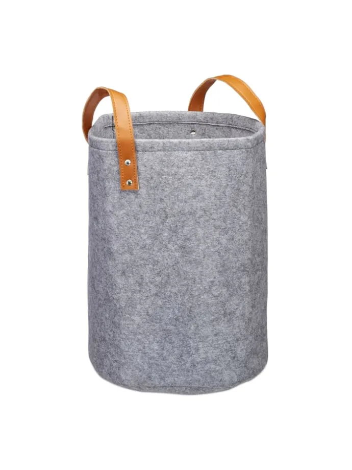 Wäschekorb in Anthrazit - (H)45 x Ø30 cm