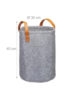 Wäschekorb in Anthrazit - (H)45 x Ø30 cm
