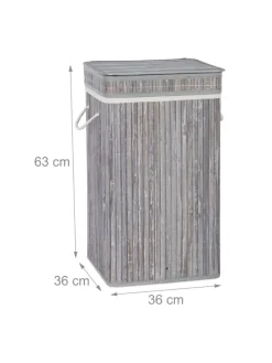 Wäschekorb in Grau - (B)36 x (H)63 x (T)36 cm