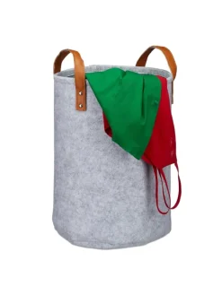 Wäschekorb in Grau - (H)45 x Ø30 cm