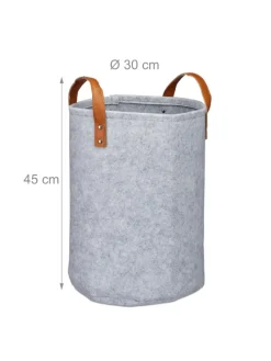 Wäschekorb in Grau - (H)45 x Ø30 cm