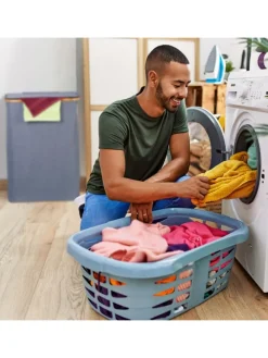 Wäschekorb in Grau/ Natur - 105 l