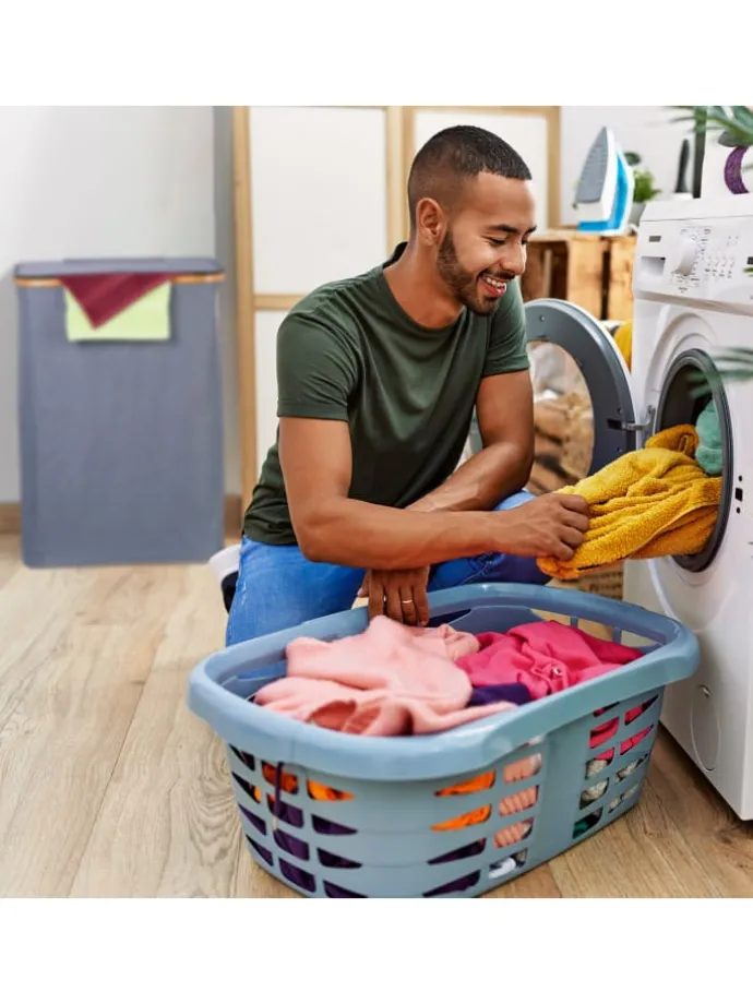 Wäschekorb in Grau/ Natur - 105 l