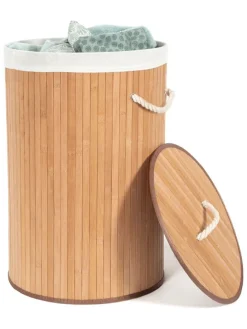 Wäschekorb in Hellbraun - (H)60 x Ø 40 cm