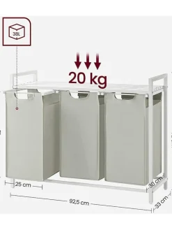 Wäschekorb in Hellgrau/ Weiß - (B)92,5 x (H)72 x (T)33 cm