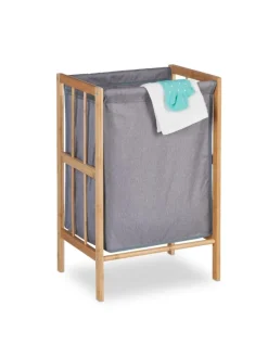 Wäschekorb in Natur/ Grau - (B)39 x (H)60 x (T)30 cm