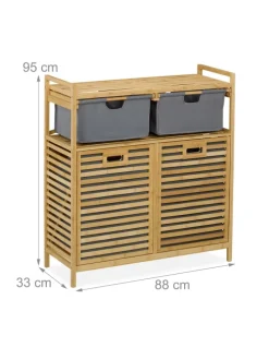 Wäschekorb in Natur/ Grau - (B)88 x (H)95 x (T)33 cm