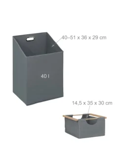 Wäschekorb in Natur/ Grau - (B)88 x (H)95 x (T)33 cm