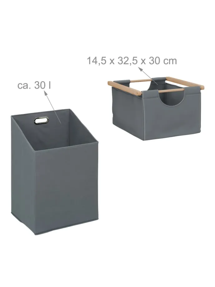 Wäschekorb in Natur/ Grau - (B)40 x (H)120 x (T)33 cm