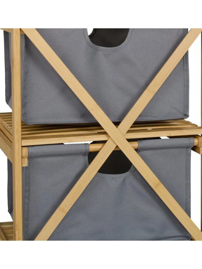 Wäschekorb in Natur/ Grau - (B)40 x (H)120 x (T)33 cm