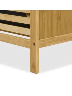 Wäschekorb in Natur/ Grau - (B)40 x (H)120 x (T)33 cm