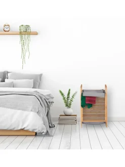 Wäschekorb in Natur/Grau - (B)40 x (H)60 x (T)35 cm