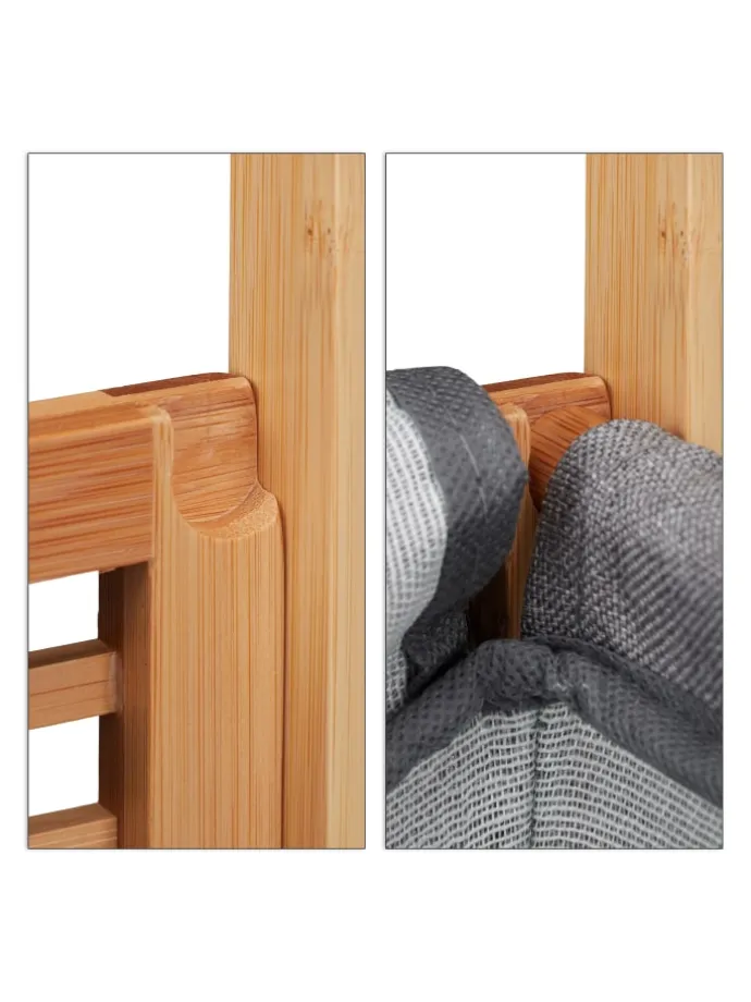 Wäschekorb in Natur/Grau - (B)40 x (H)60 x (T)35 cm