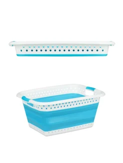 Wäschekorb in Petrol - (B)61 x (H)27 x (T)45,5 cm