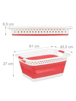 Wäschekorb in Rot - (B)61 x (H)27 x (T)45,5 cm