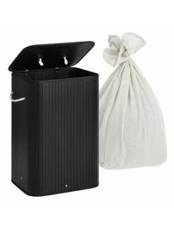 Wäschekorb in Schwarz - (B)40 x (H)60 x (T)30 cm