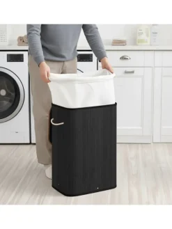 Wäschekorb in Schwarz - (B)40 x (H)60 x (T)30 cm