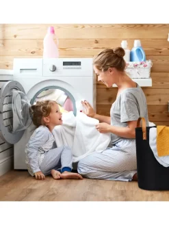 Wäschekorb in Schwarz - (H)45 x Ø30 cm