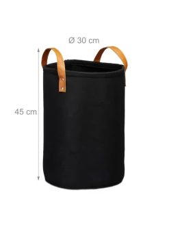 Wäschekorb in Schwarz - (H)45 x Ø30 cm