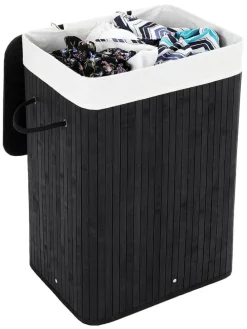 Wäschekorb in Schwarz/ Weiß - (B)40 x (H)60 x (T)30 cm