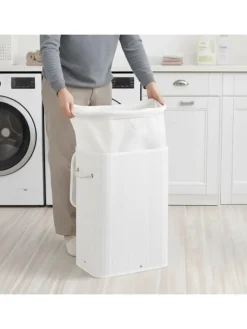 Wäschekorb in Weiß - (B)40 x (H)60 x (T)30 cm