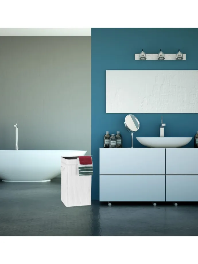 Wäschekorb in Weiß - (B)36 x (H)63 x (T)36 cm