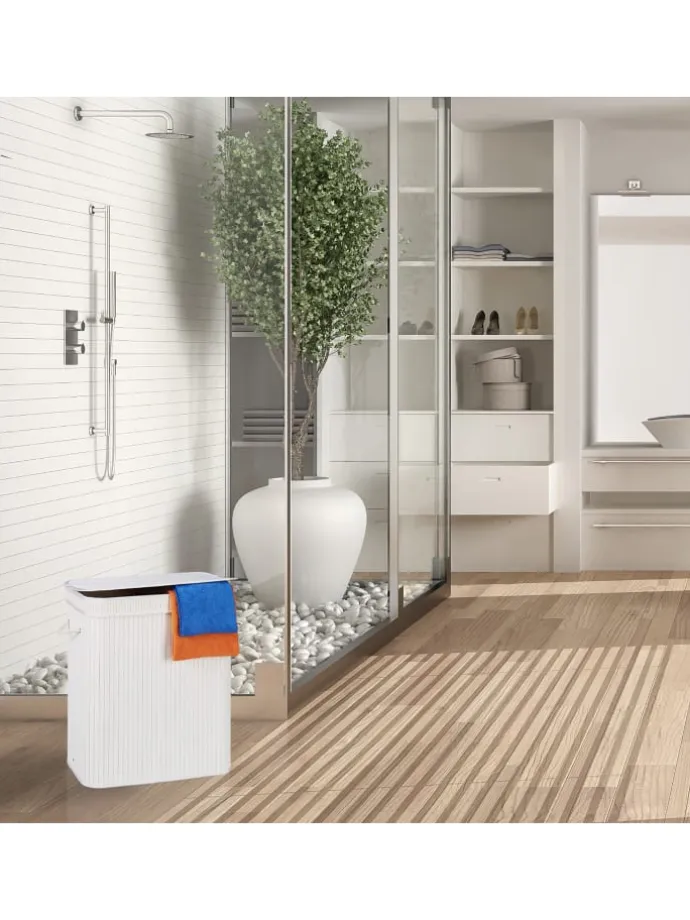 Wäschekorb in Weiß - (B)55 x (H)63 x (T)35 cm