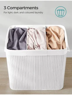 Wäschekorb in Weiß/ Beige - (B)60 x (H)61 x (T)40 cm