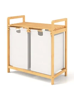 Wäschekorb mit 2 Fächer in Weiß